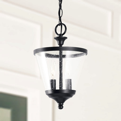 Capital Lighting Stanton 2-Light Foyer, Matte Black/Clear Seeded