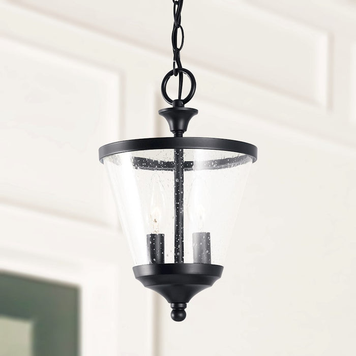 Capital Lighting Stanton 2-Light Foyer, Matte Black/Clear Seeded