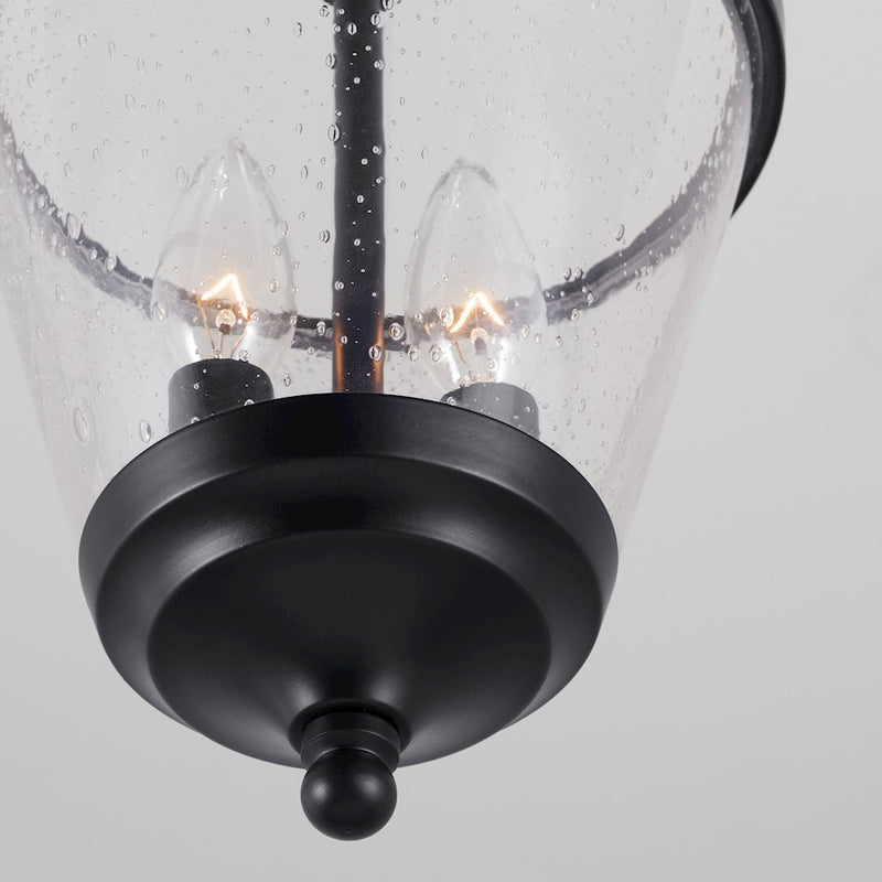 Capital Lighting Stanton 2-Light Foyer, Matte Black/Clear Seeded