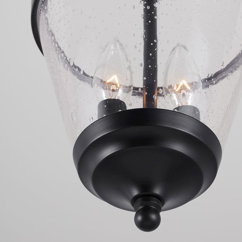 Capital Lighting Stanton 2-Light Foyer, Matte Black/Clear Seeded