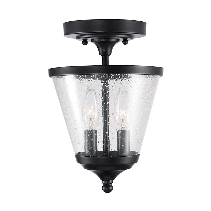 Capital Lighting Stanton 2-Light Foyer, Matte Black/Clear Seeded