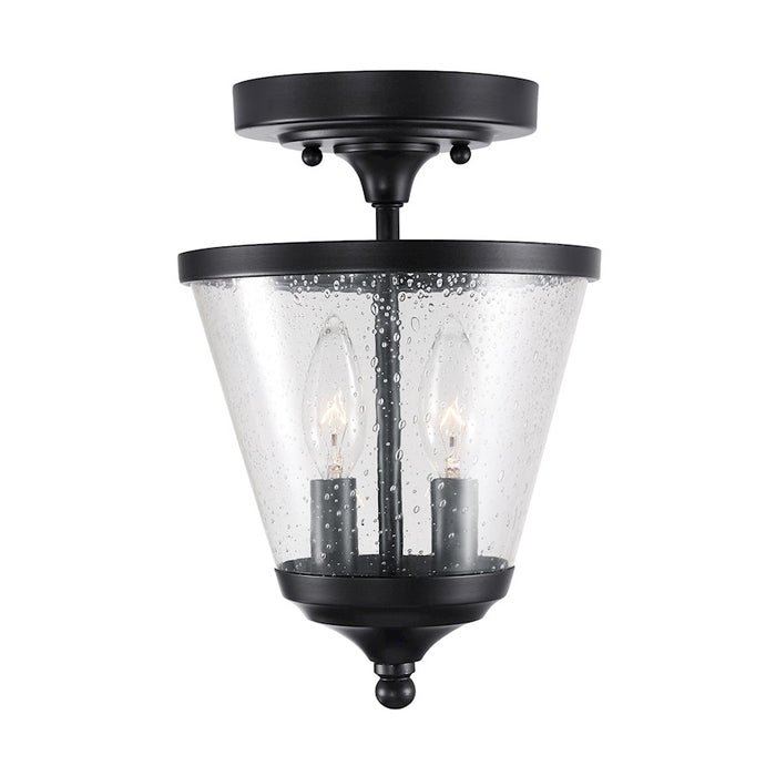 Capital Lighting Stanton 2-Light Foyer, Matte Black/Clear Seeded