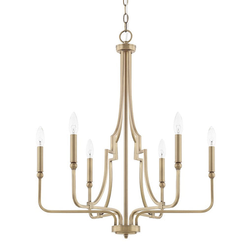 Capital Lighting Dawson 6 Light Chandelier, Aged Brass