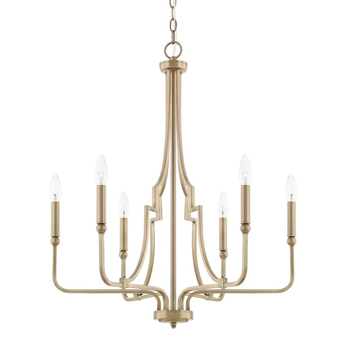 Capital Lighting Dawson 6 Light Chandelier, Aged Brass