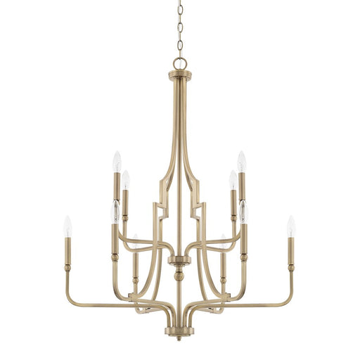 Capital Lighting Dawson 10 Light Chandelier, Aged Brass