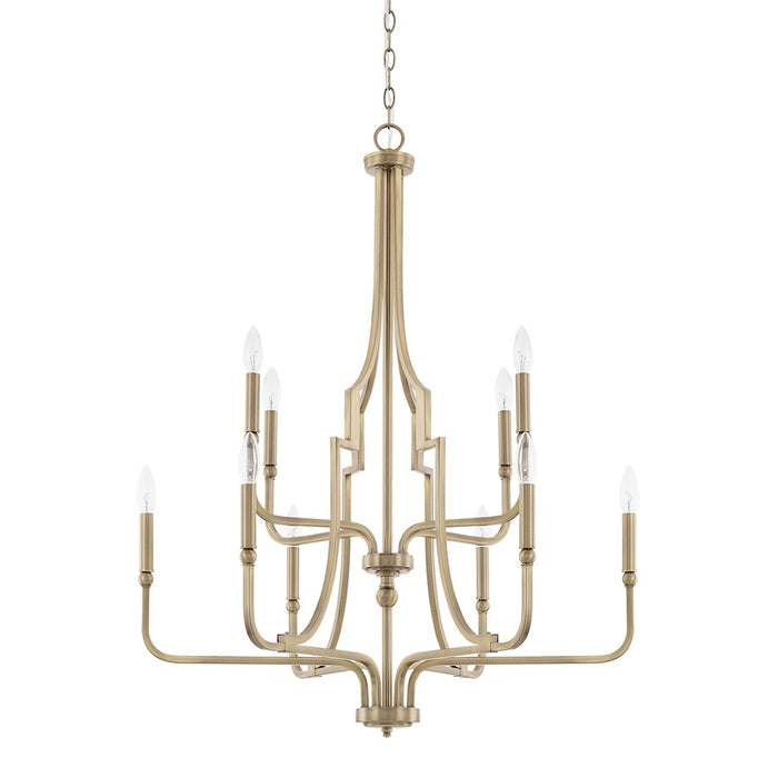 Capital Lighting Dawson 10 Light Chandelier, Aged Brass