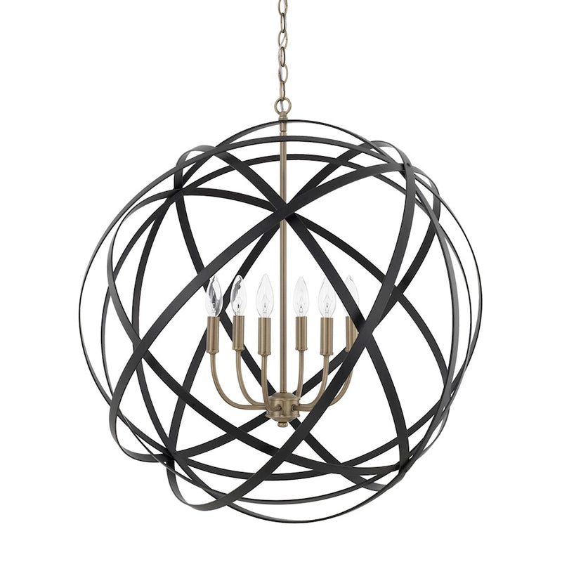 Capital Lighting Axis Pendant, Aged Brass and Black