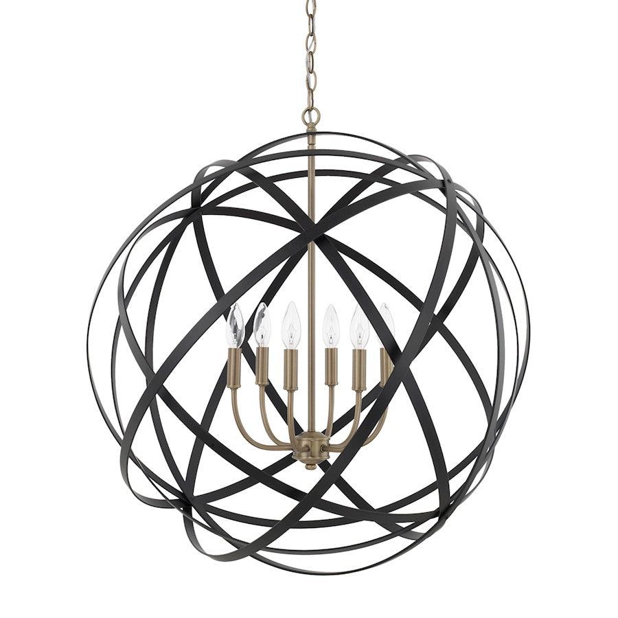 Capital Lighting Axis Pendant, Aged Brass and Black