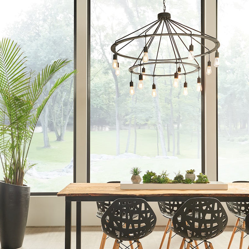 Capital Lighting 14 Light Chandelier, Black Iron