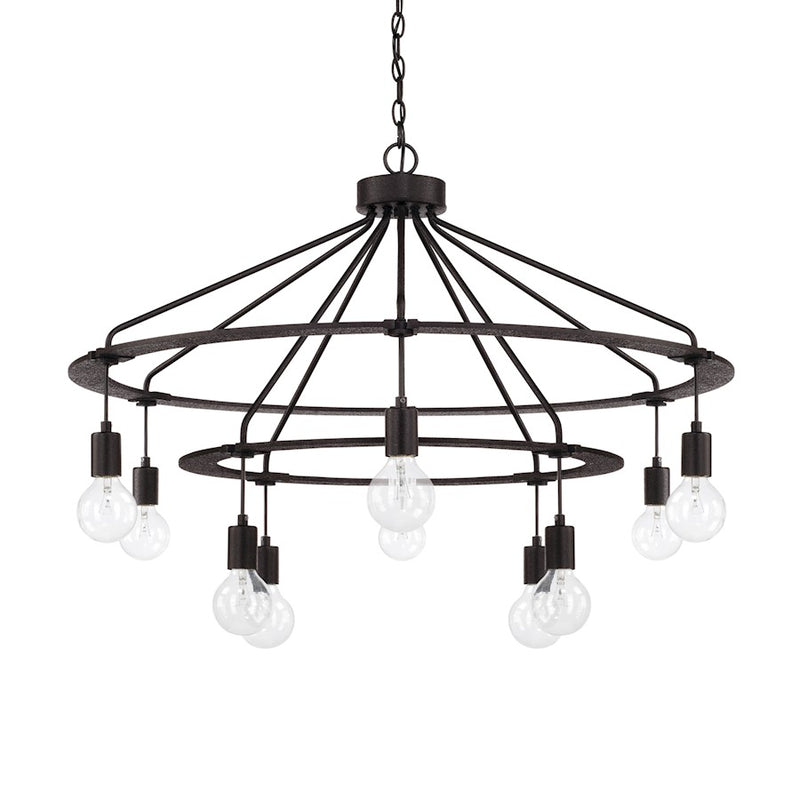 Capital Lighting 10 Light Chandelier, Black Iron