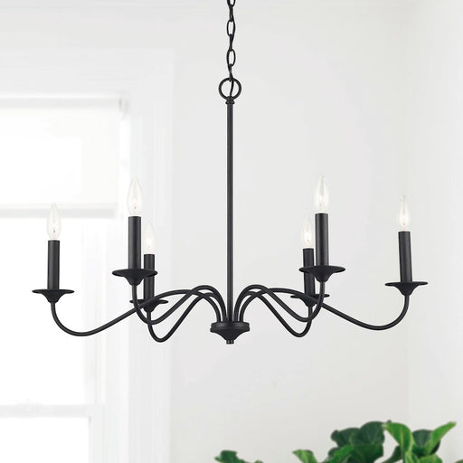 Capital Lighting Vincent 6 Light Chandelier, Black Iron