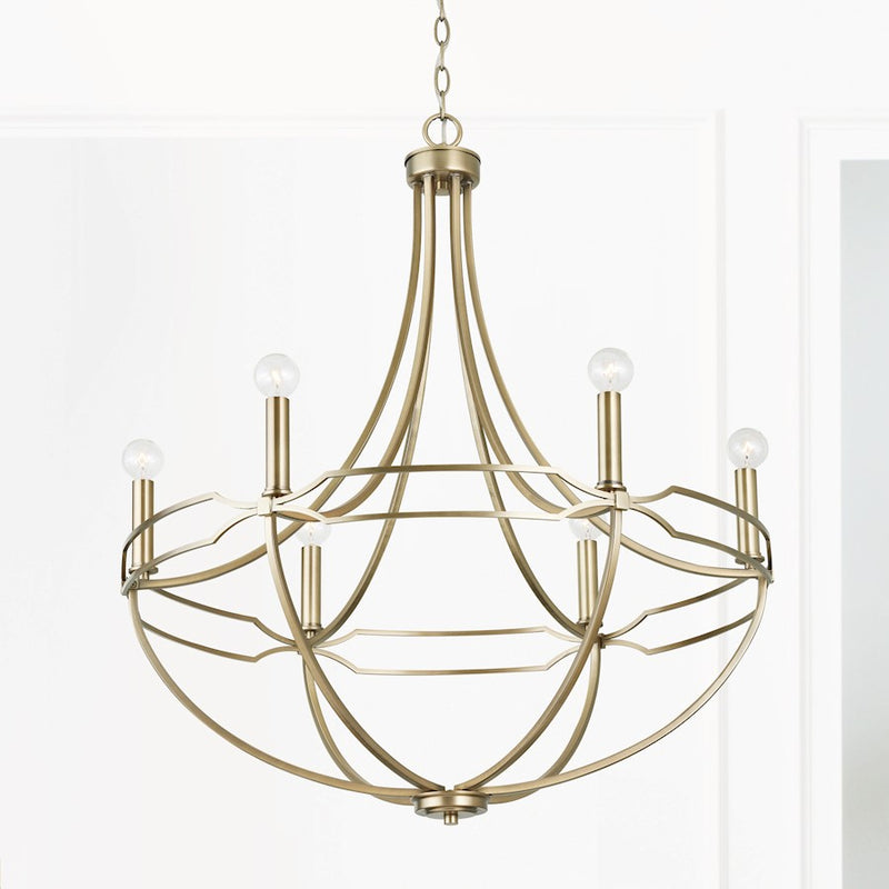 Capital Lighting Jordyn 6-Light Chandelier, Aged Brass