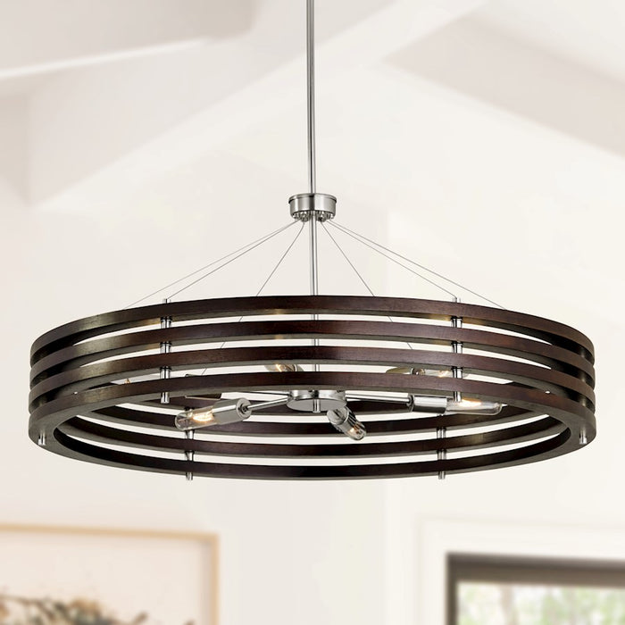 Capital Lighting DaLighton Chandelier, Dark Wood Polished Nickel