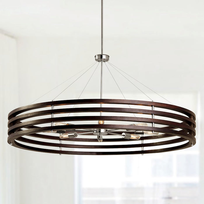 Capital Lighting DaLighton Chandelier, Dark Wood Polished Nickel