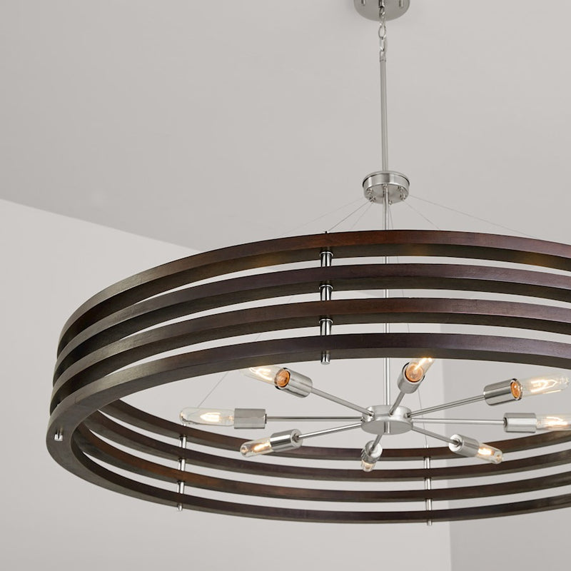 Capital Lighting DaLighton Chandelier, Dark Wood Polished Nickel