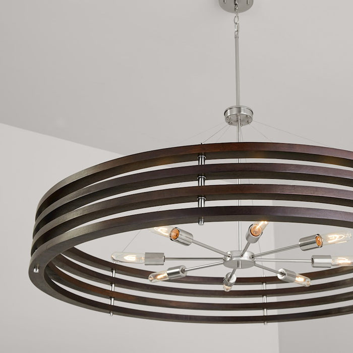 Capital Lighting DaLighton Chandelier, Dark Wood Polished Nickel