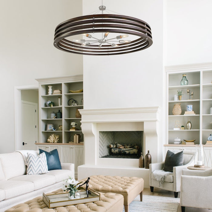 Capital Lighting DaLighton Chandelier, Dark Wood Polished Nickel