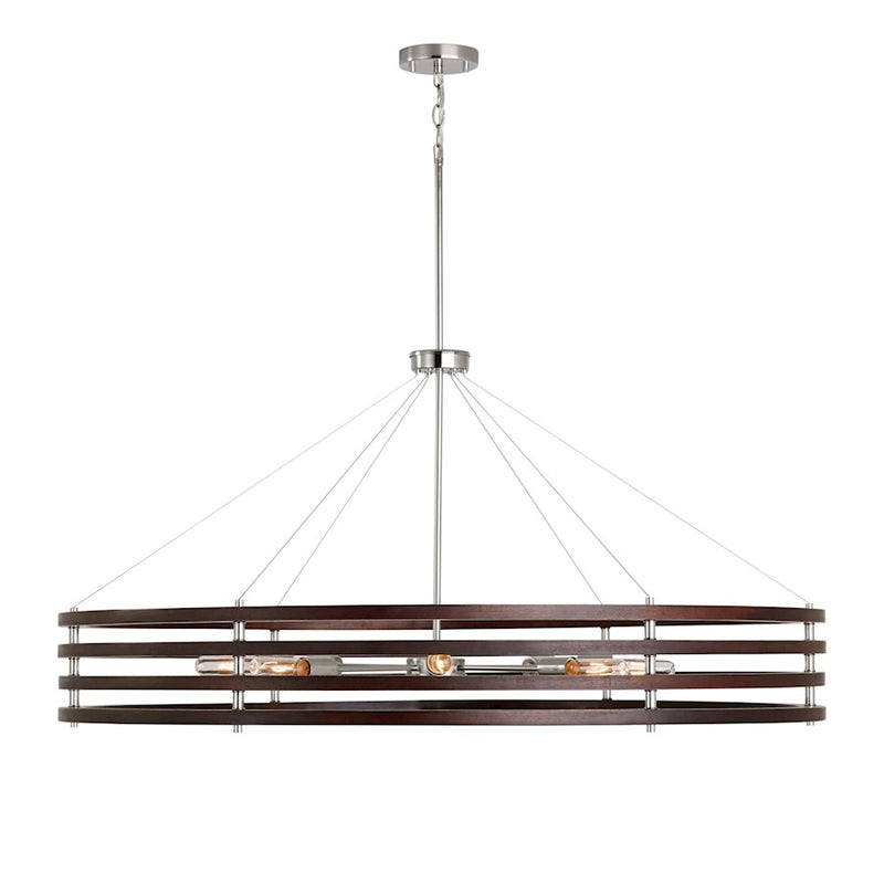 Capital Lighting DaLighton Chandelier, Dark Wood Polished Nickel