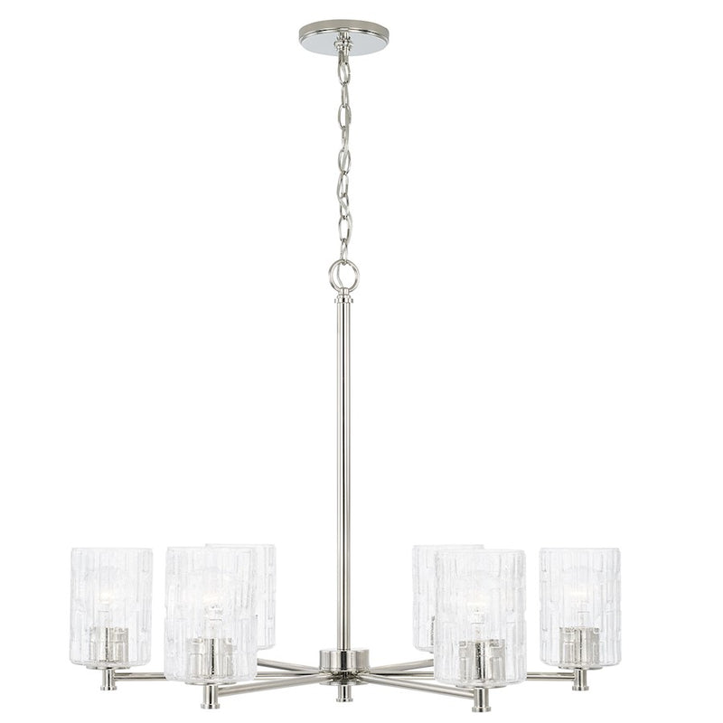 Capital Lighting Emerson 6 Light Chandelier, Embossed