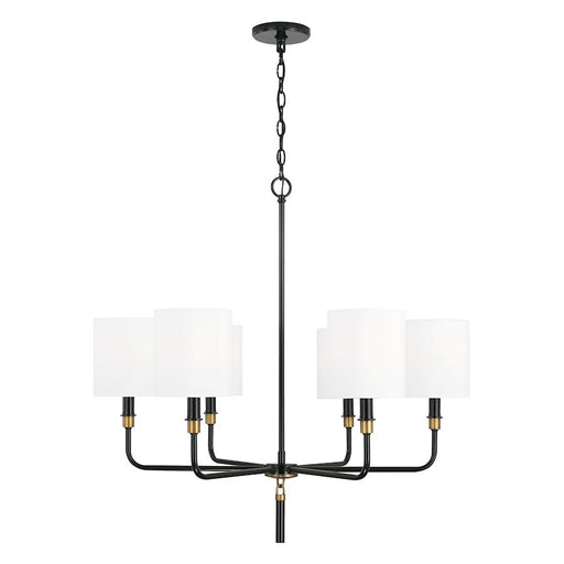 Capital Lighting Beckham 6 Light Chandelier, Glossy Black/Brass