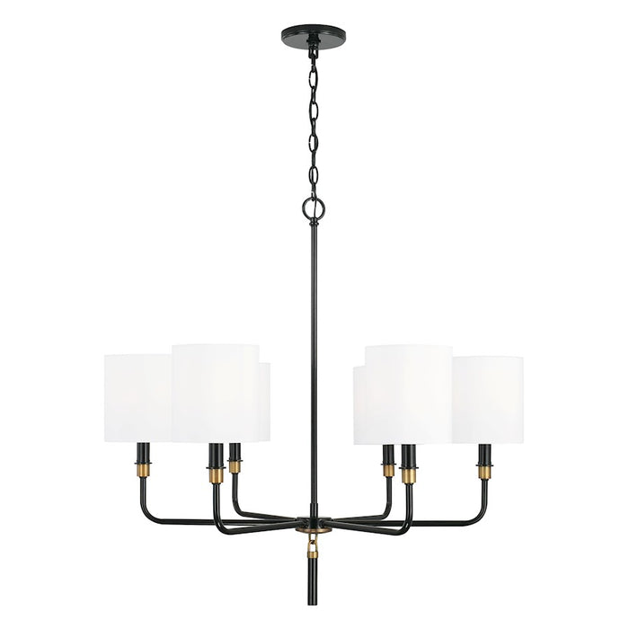 Capital Lighting Beckham 6 Light Chandelier, Glossy Black/Brass