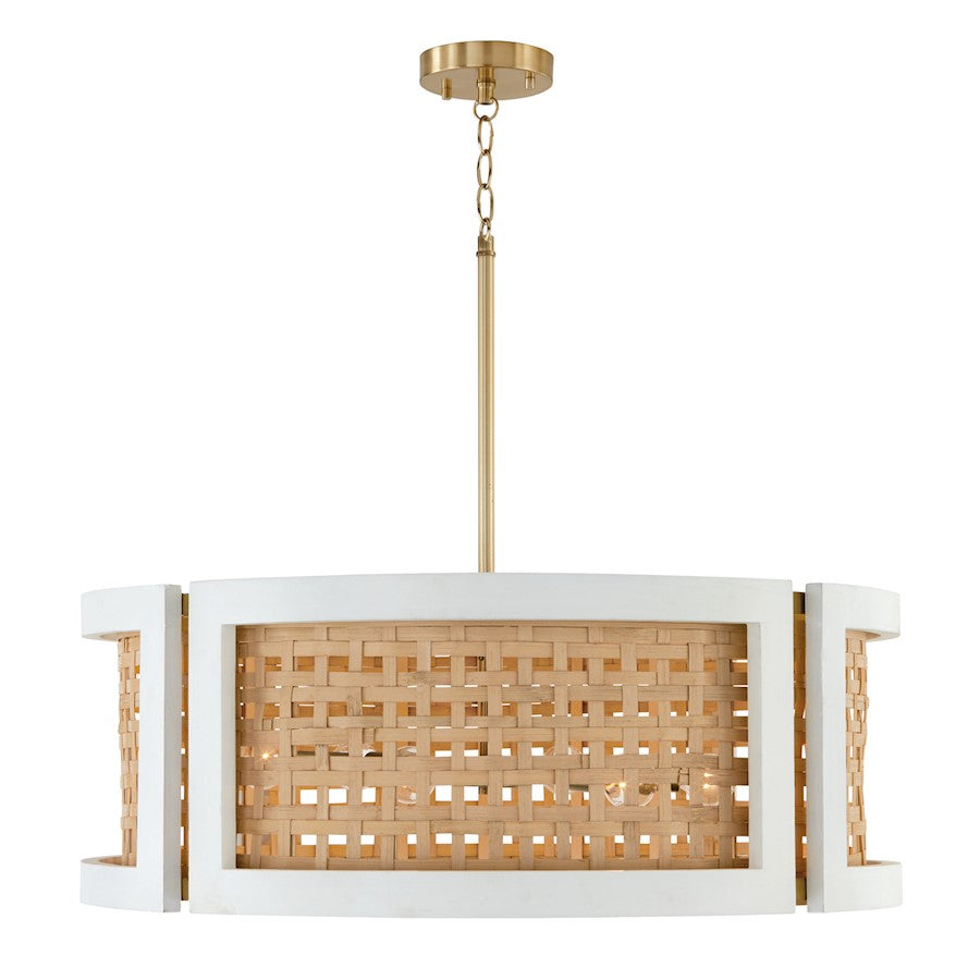 Capital Lighting Lola 6 Light Chandelier, Flat White/Matte Brass