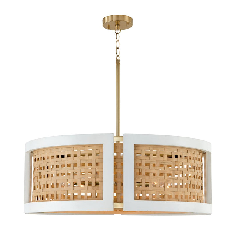 Capital Lighting Lola 6 Light Chandelier, Flat White/Matte Brass