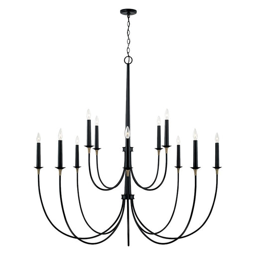 Capital Lighting Amara 12 Light Chandelier, Matte Black/Brass