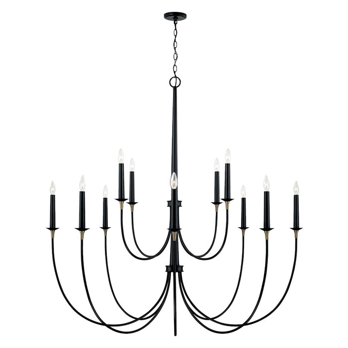 Capital Lighting Amara 12 Light Chandelier, Matte Black/Brass
