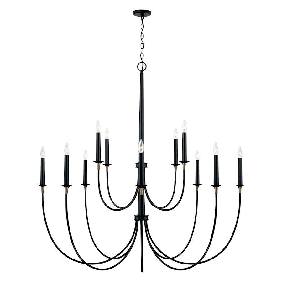 Capital Lighting Amara 12 Light Chandelier, Matte Black/Brass