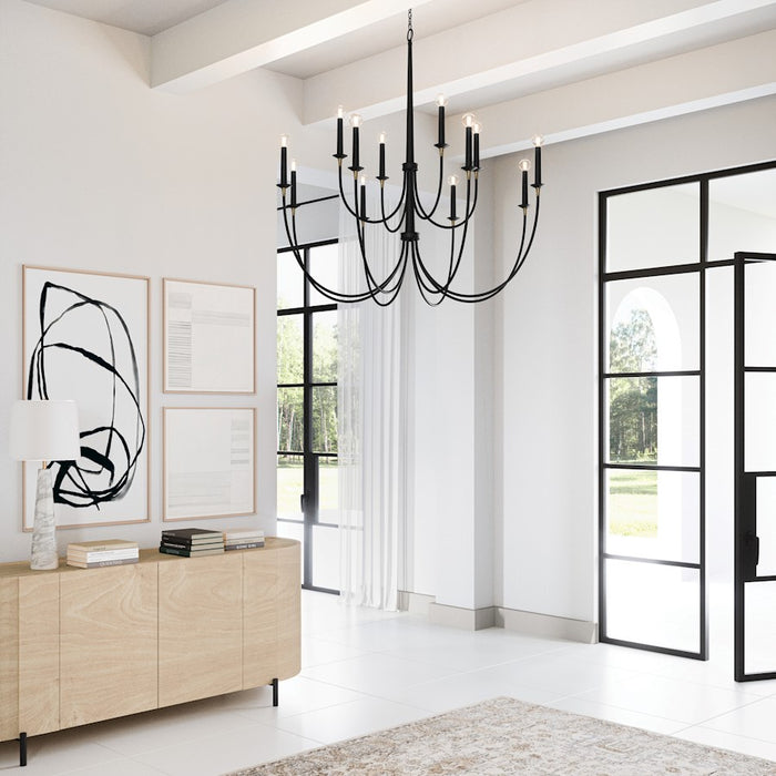 Capital Lighting Amara 12 Light Chandelier, Matte Black/Brass