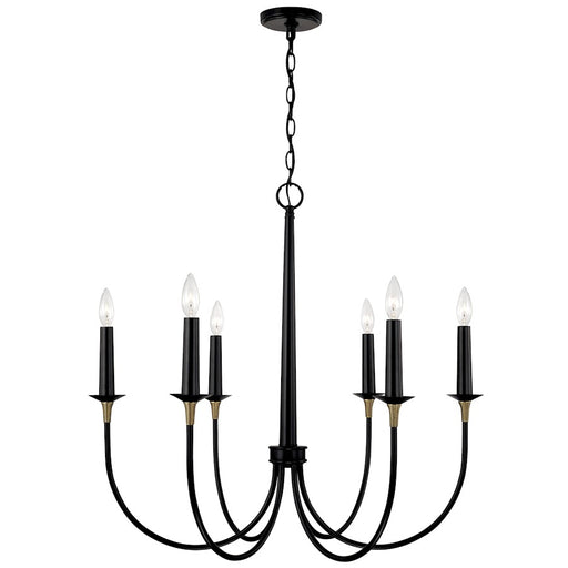 Capital Lighting Amara 6 Light Chandelier, Matte Black/Brass