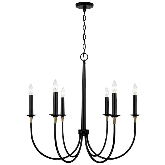 Capital Lighting Amara 6 Light Chandelier, Matte Black/Brass
