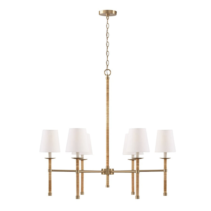 Capital Lighting Tulum 6 Light Chandelier, Brass/Natural