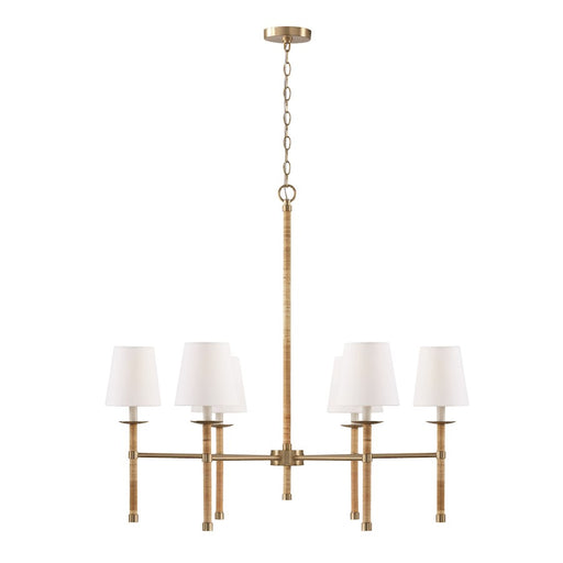 Capital Lighting Tulum 6 Light Chandelier, Brass/Natural