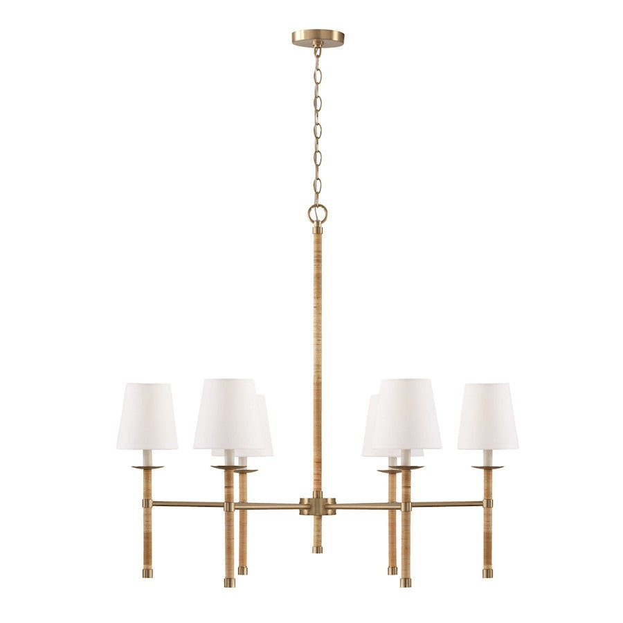 Capital Lighting Tulum 6 Light Chandelier, Brass/Natural