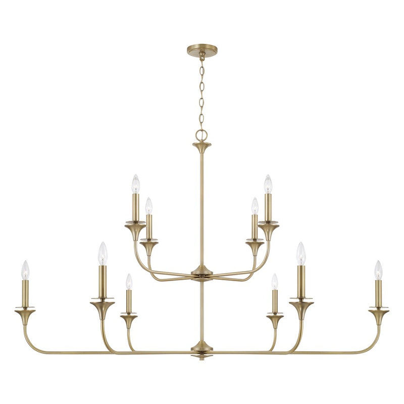 Homeplace Lighting Presley 10 Light Chandelier, Aged Brass