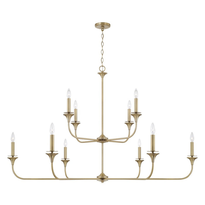 Homeplace Lighting Presley 10 Light Chandelier, Aged Brass - 448901AD