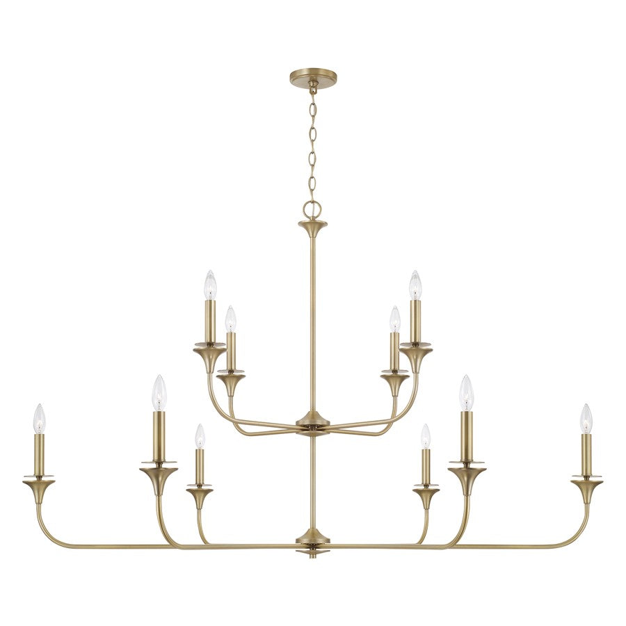 Homeplace Lighting Presley 10 Light Chandelier, Aged Brass - 448901AD