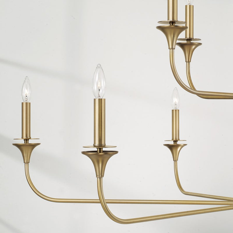 Homeplace Lighting Presley 10 Light Chandelier, Aged Brass