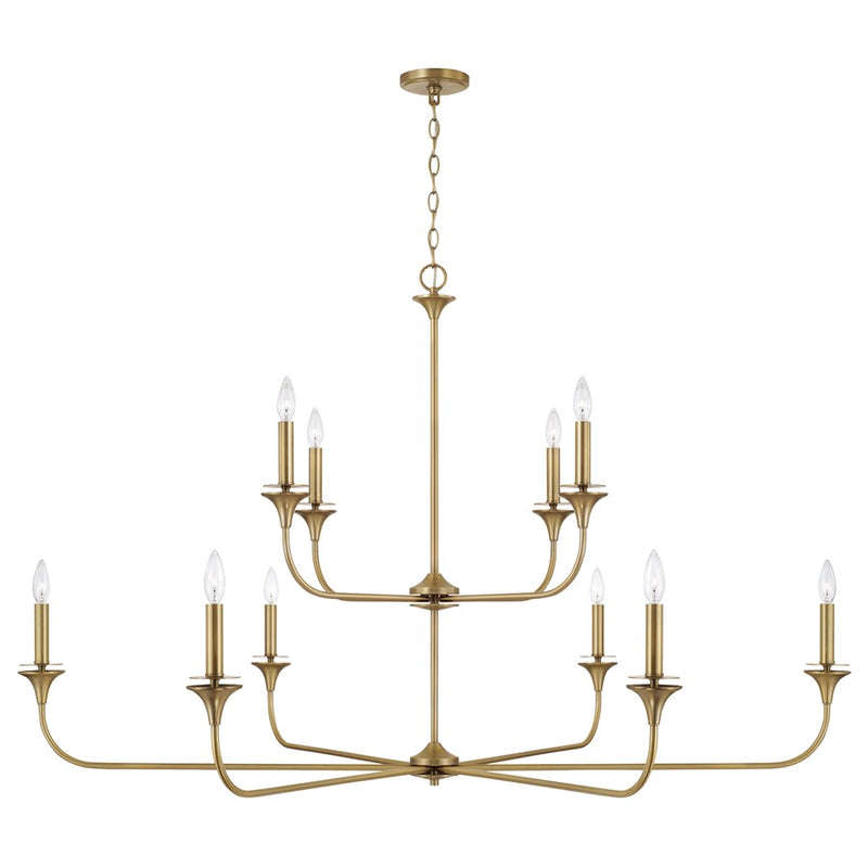 Homeplace Lighting Presley 10 Light Chandelier, Aged Brass
