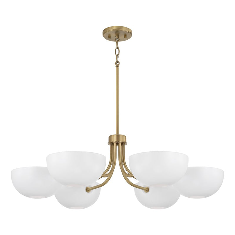 Capital Lighting Reece 6 Light Chandelier, Brass/White/White