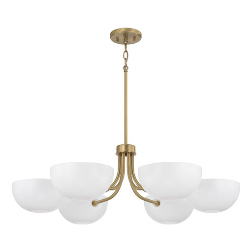 Capital Lighting Reece 6 Light Chandelier, Brass/White/White