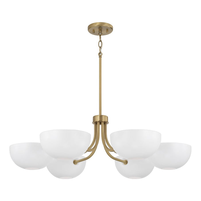 Capital Lighting Reece 6 Light Chandelier, Brass/White/White