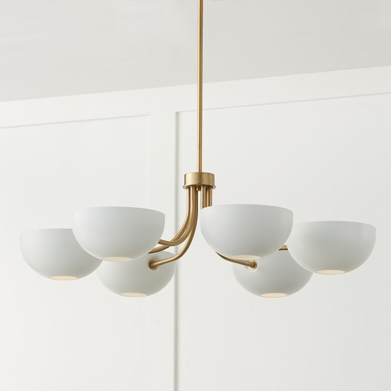 Capital Lighting Reece 6 Light Chandelier, Brass/White/White