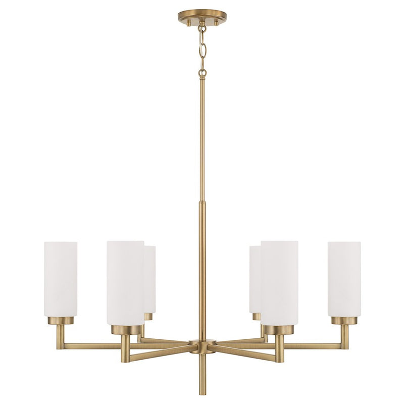 Capital Lighting Alyssa 6 Light Chandelier, Brass/Faux Alabaster