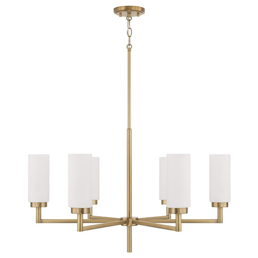 Capital Lighting Alyssa 6 Light Chandelier, Brass/Faux Alabaster