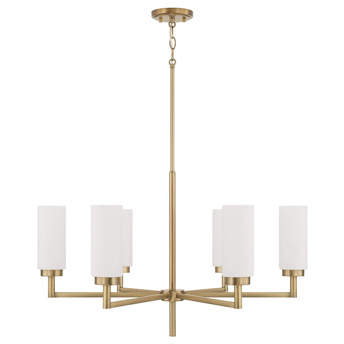 Capital Lighting Alyssa 6 Light Chandelier, Brass/Faux Alabaster