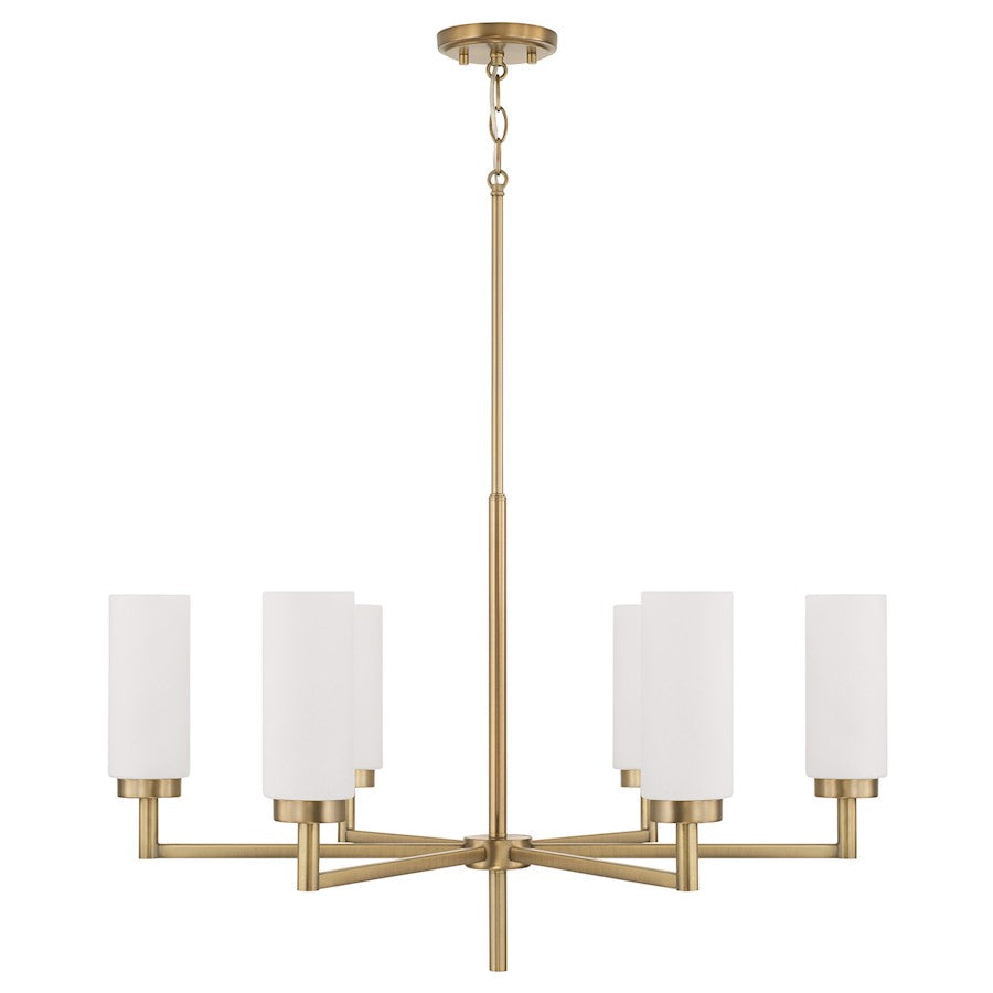 Capital Lighting Alyssa 6 Light Chandelier, Brass/Faux Alabaster