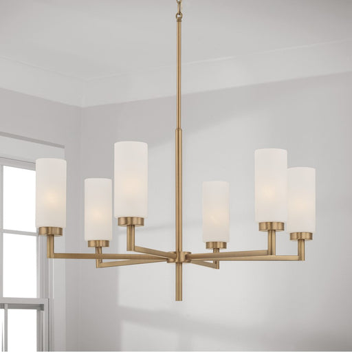 Capital Lighting Alyssa 6 Light Chandelier, Brass/Faux Alabaster